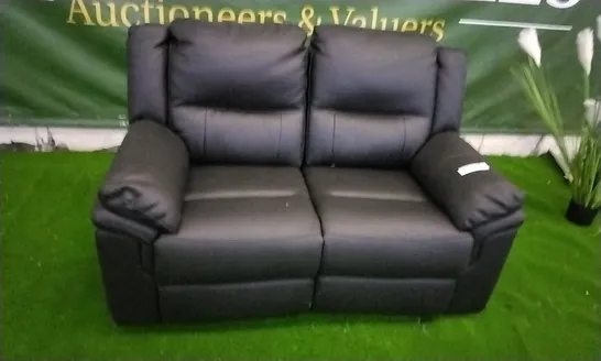 DESIGNER BLACK FAUX LEATHER RECLINING TWO SEATER SOFA