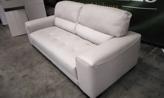 QUALITY ITALIAN DESIGNER MARCOS LARGE 3 SEATER SOFA WHITE GREY LEATHER 