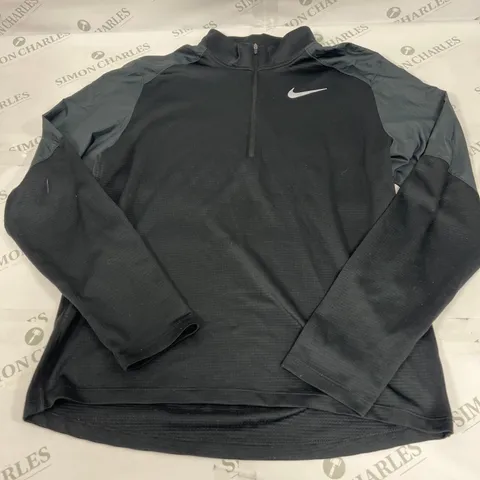 NIKE DRI FIT 1/4 ZIP RUNNING TOP IN BLACK SIZE MEDIUM