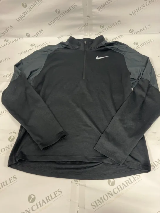 NIKE DRI FIT 1/4 ZIP RUNNING TOP IN BLACK SIZE MEDIUM