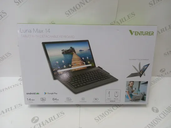 BRAND NEW BOXED VENTURER LUNA MAX 14 64GB 14" HD TABLET WITH DETACHABLE KEYBOARD 