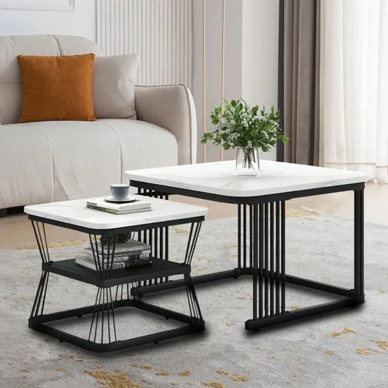 BOXED AUBREEANA COFFEE TABLE - WHITE/BLACK (1 BOX)