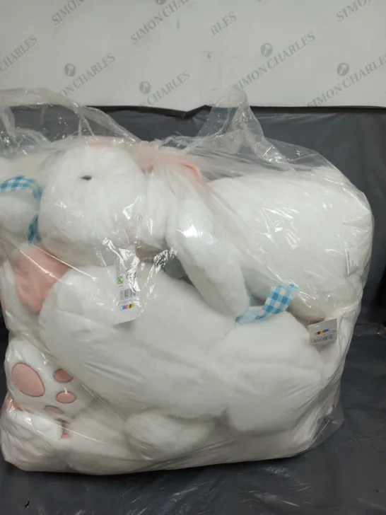 LOT OF APPROXIMATELY 6 EASTER CUDDLY BUNNIES IN WHITE