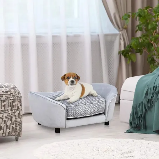 PAWHUT DOG SOFA WITH CUSHION IN GREY