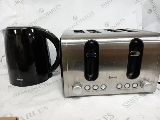 SWAN KETTLE & TOASTER 4-SLICE TWIN PACK - BLACK RRP £49