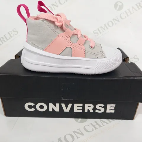 BOXED PAIR OF CONVERSE INFANT TRAINERS IN GREY/PINK UK SIZE 7