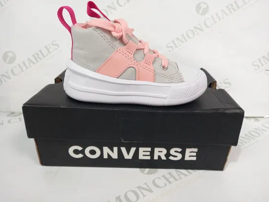 BOXED PAIR OF CONVERSE INFANT TRAINERS IN GREY/PINK UK SIZE 7