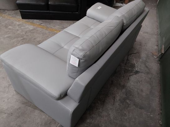 DESIGNER LIGHT GREY LEATHER 2 SEATER SOFA