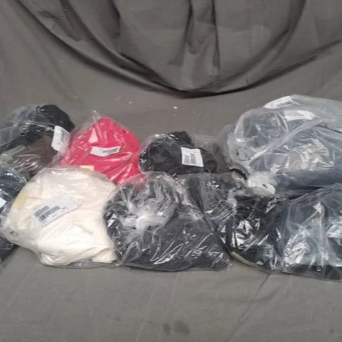 BOX OF ASSORTED CLOTHING ITEMS TOO INCLUDE COATS , TOPS, AND TROUSERS   ETC. 