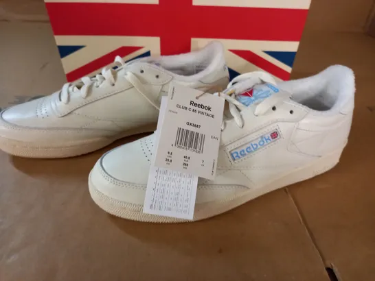 PAIR OF REEBOK CLUB C 85 VINTAGE WHITE TRAINERS - UK 7