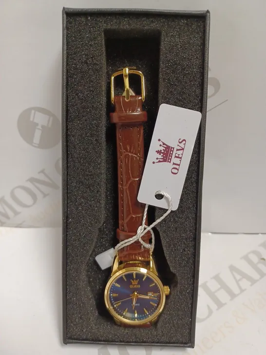 OLEVS WATCH WITH BROWN LEATHER EFFECT STRAP