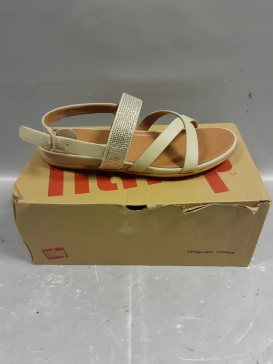 BOXED PAIR OF FITFLOP GRACIE CRYSTAL LEATHER STRAPPY SANDALS - 6