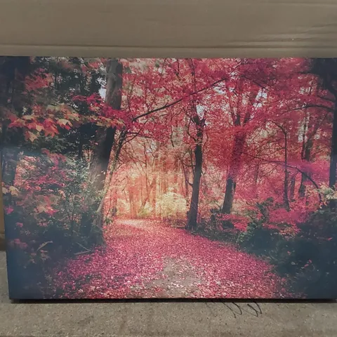 WRAPPED CANVAS PAINTING - RED TREE WALK FOREST (1 ITEM)