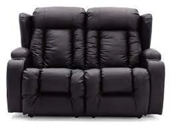 BOXED DESIGNER CAESAR POWER RECLINING TWO SEATER SOFA BLACK LEATHER 