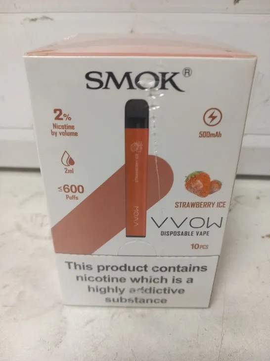 BOXED AND SEALED SMOK VVOW DISPOSABLE VAPE 10 PACK STRAWBERRY ICE