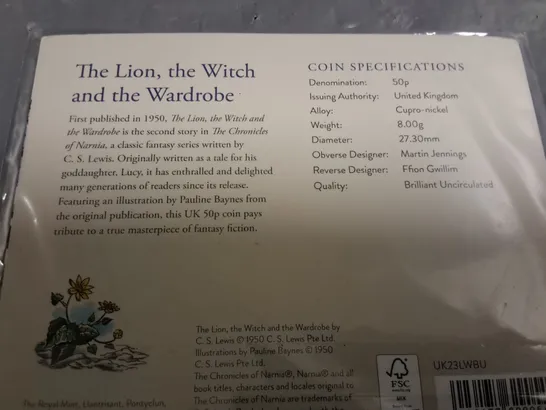 ROYAL MINT NARNIA THE LION WITCH AND WARDROBE 50P COMMEMORATIVE COIN