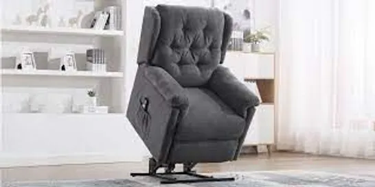 BOXED CHARCOAL FABRIC POWERED RISE RECLINING EASY CHAIR (2 BOXES)