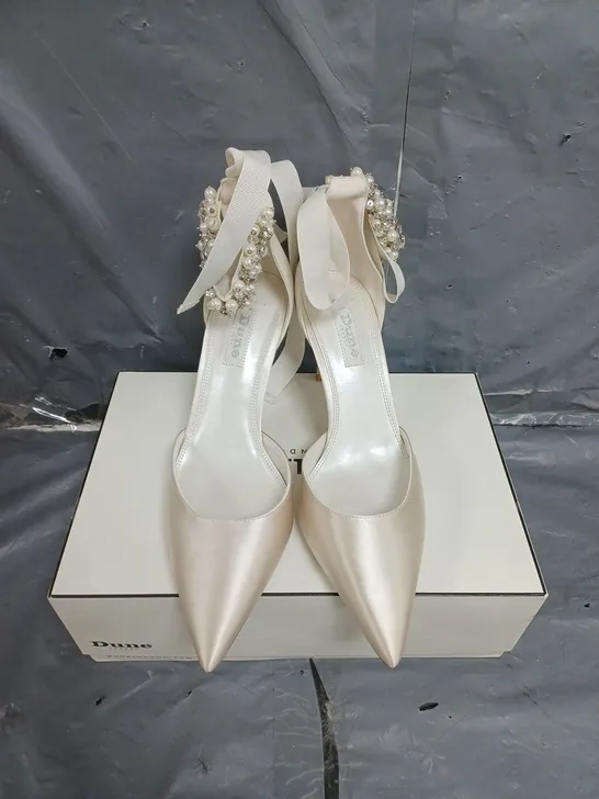 BOXED PAIR OF WOMENS DUNE LONDON CHURCH BRIDAL HIGH HEEL SHOES SIZE 5