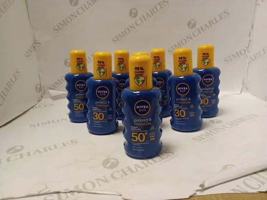 LOT OF APPROXIMATELY 8 ASSORTED COSMETIC GOODS TO INCLUDE: NIVEA SPF 50+ 8 BOTTLES