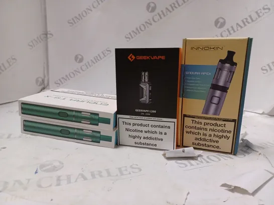 APPROXIMATELY 20 BOXED E-CIGARETTES TO INCLUDE GEEK VAPE L200  , INNOKIN ENDURA T18 - X , INNOKIN APEX , ETC 