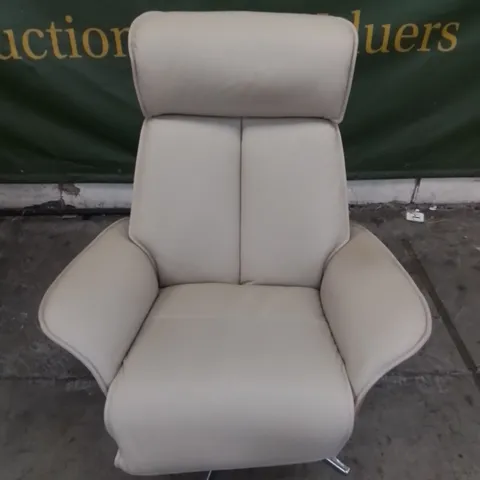 DESIGNER G PLAN MADE OSLO LEATHER ELECTRIC RECLINING CHAIR IN CAMBRIDGE STONE