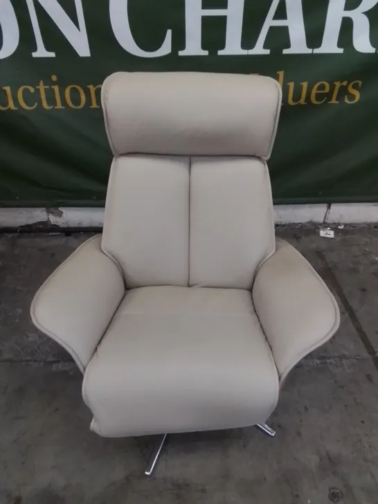 DESIGNER G PLAN MADE OSLO LEATHER ELECTRIC RECLINING CHAIR IN CAMBRIDGE STONE