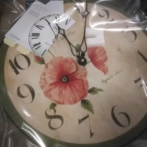 BOXED MYROBALAN 36 CM PASTEL FLORAL WALL CLOCK 