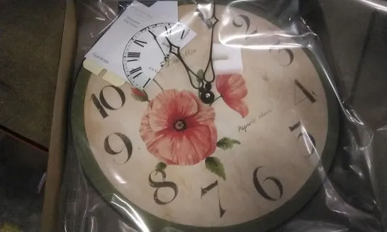 BOXED MYROBALAN 36 CM PASTEL FLORAL WALL CLOCK 