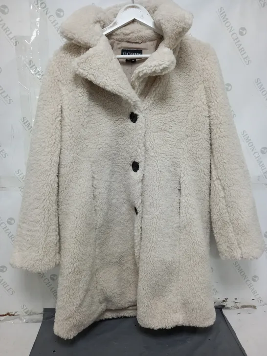 CENTIGRADE TEDDY LONGLINE COAT IN CREAM - MEDIUM