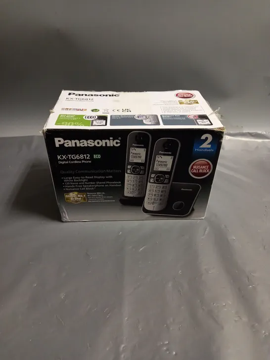 PANASONIC KX-TG6812 DIGITAL CORDLESS PHONE TWIN PACK IN BLACK/SILVER