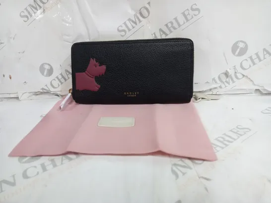 RADLEY LONDON LEATHER PURSE IN BLACK WITH PINK POUCH