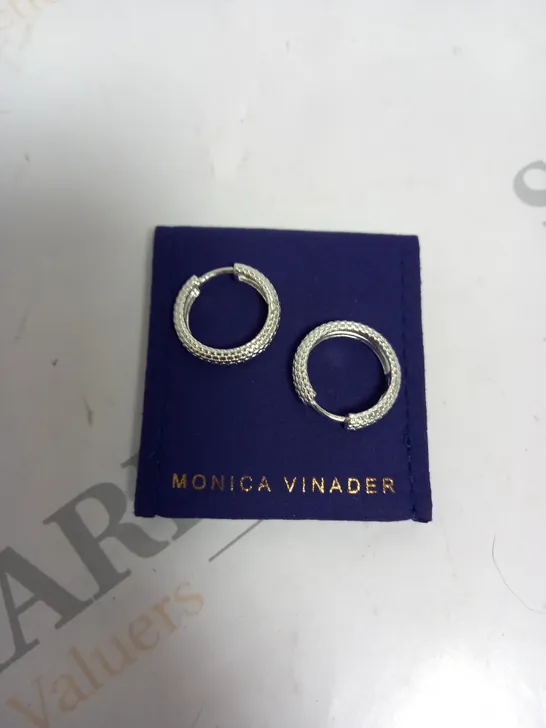 BOXED MONICA VINADER SILVER HEIRLOOM SMALL HOOP EARRINGS