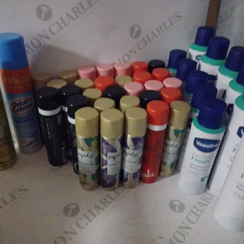 BOX OF HOUSEHOLD ITEMS TO INCLUDE IMPULSE SPRAYS , ETC