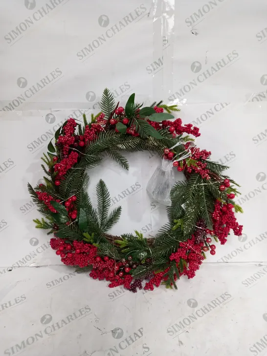 BOXED HOME REFLECTIONS 50CM PRE-LIT BERRY WREATH