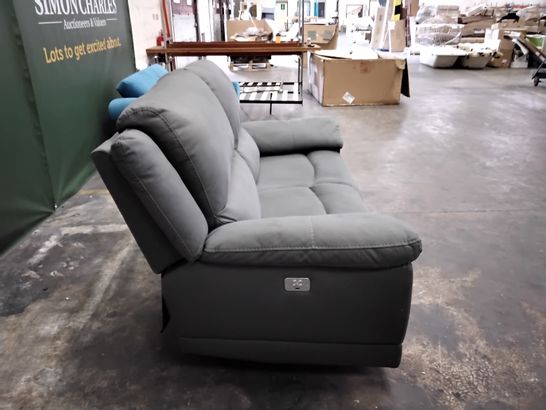 QUALITY GREY FABRIC 2 SEATER POWER RECLINER SOFA 