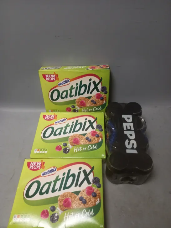 3X OATIBIX WEETABIX, AND 8 PEPSI CANS 330ML 