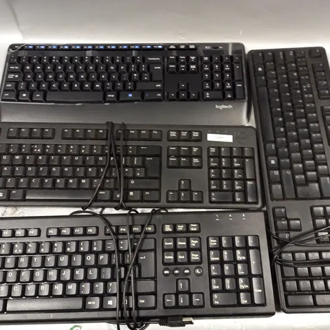 LOT OF 4 ASSORTED KEYBOARDS TO INCLUDE LOGITECH, DELL AND HP