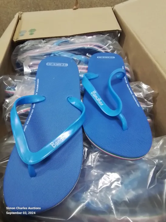 BOX CONTAINING 20 PAIRS OF MEXICO BANDHAS FLIPFLOP/SANDLES SIZE 8