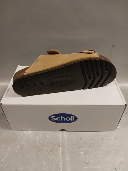 BOXED PAIR OF SCHOLL LEATHER SOFTSTEP OPEN TOE SHOES - 6