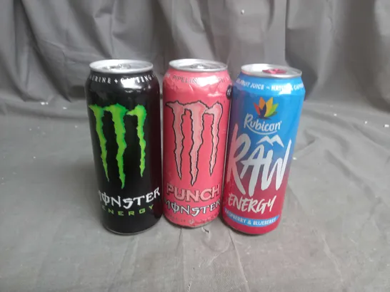 APPROXIMATELY 10 ASSORTED FOOD AND DRINK ITEMS TO INCLUDE MONSTER AND RUBICON - COLLECTION ONLY