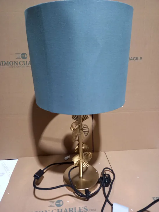 ALISON CORK GINKGO LEAF TABLE LAMP - GOLD AND DUCK EGG