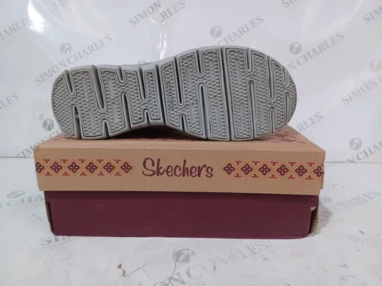 boxed pair of SKECHERS WARM BOOTS, BLUSH - SIZE 6.5