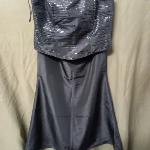 JOHN CHARLES BLACK SEQUIN TOP AND MAXI SKIRT - UK 18