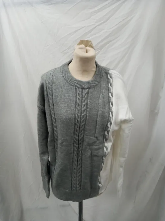 ZAFUL MENS FLUFFY JUMPER GREY & WHITE 