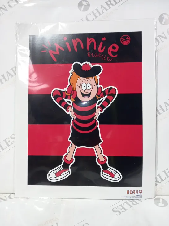 BEANO MINNIE THE REBELLE BLACK & RED ART PRINT