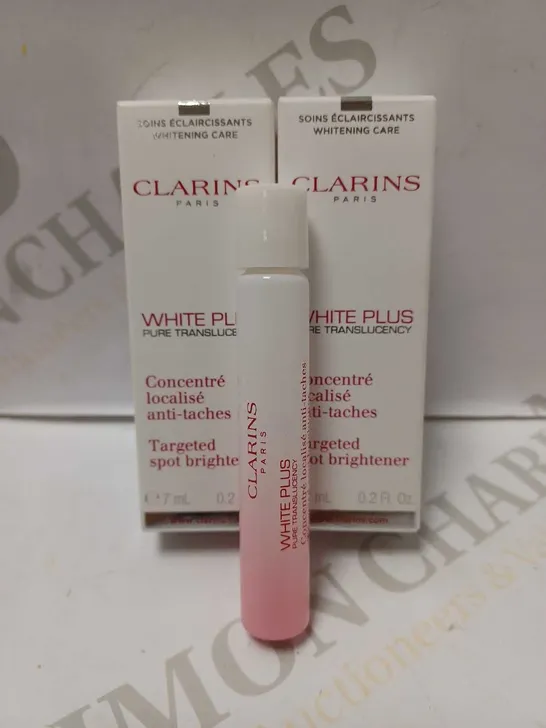 LOT OF 2 X 7ML CLARINS WHITE PLUS PURE TRANSLUCENCY TARGETED SPOT BRIGHTENER