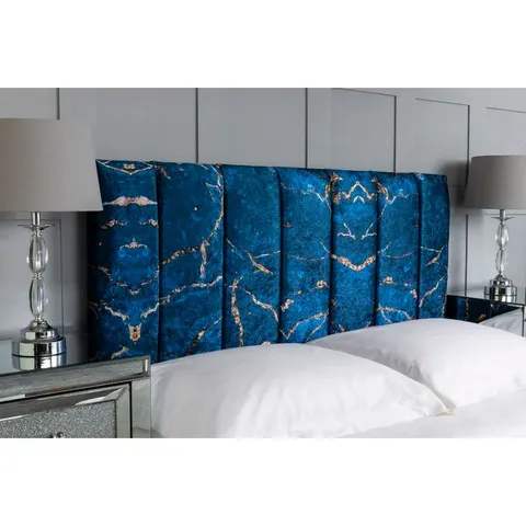 BOXED ANNELISE BLUE UPHOLSTERED HEADBOARD FOR DOUBLE BED (1 BOX)