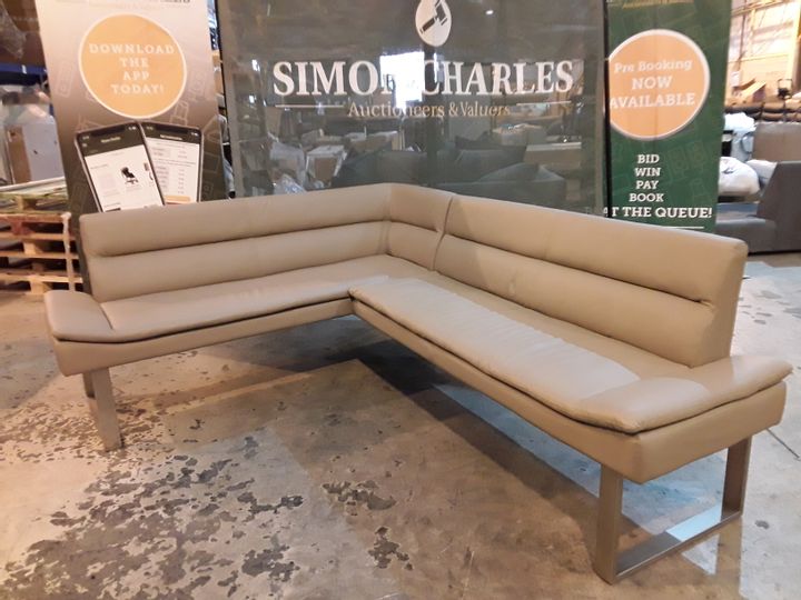Lot 101 DESIGNER TAUPE FAUX LEATHER CORNER BENCH Simon Charles