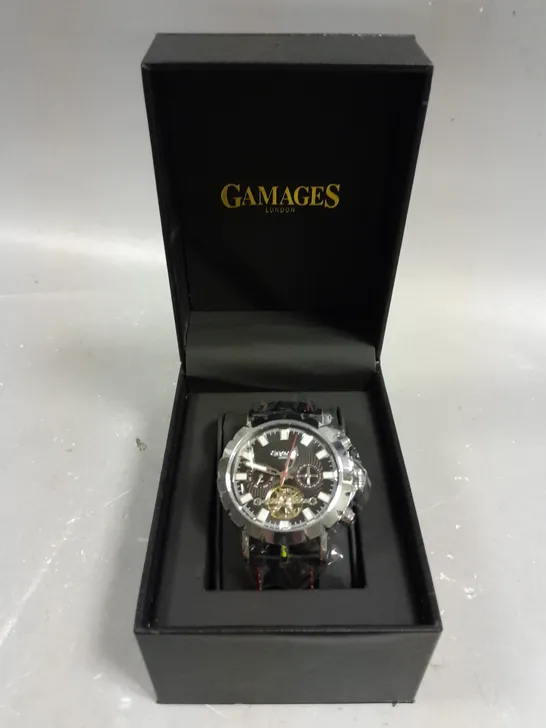 GAMAGES LONDON EXHIBITION RACER STEEL WATCH 