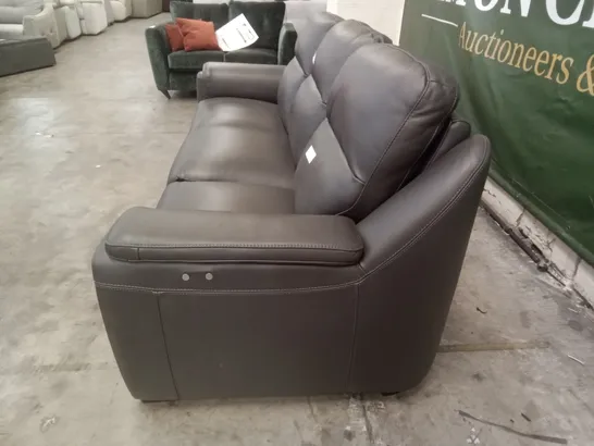 QUALITY ITALIAN DESIGNER PARMA NEW ELECTRIC RECLINER LARGE 3 SEATER SOFA - DARK GREY LEATHER 